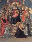 Fra Filippo Lippi Madonna and Child Enthroned with Angels,a Carmelite and other Saints oil painting reproduction